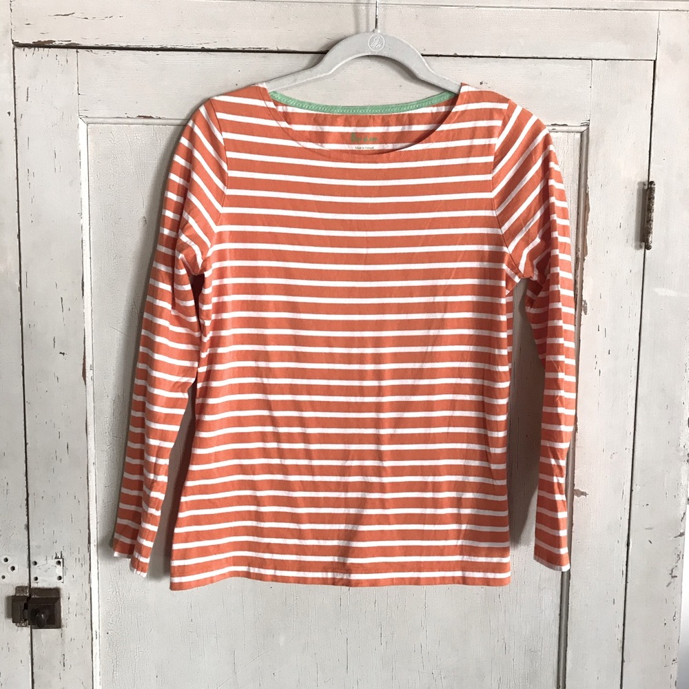 Boden Orange and White stripe long sleeve tee